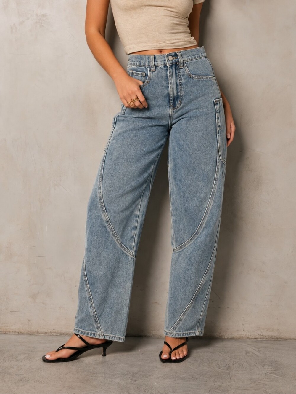 ❤️ NWT! BOHME ZARHA HIGH RISE TAPERED BARREL JEANS, PIECED DENIM, XL (14 - 16)